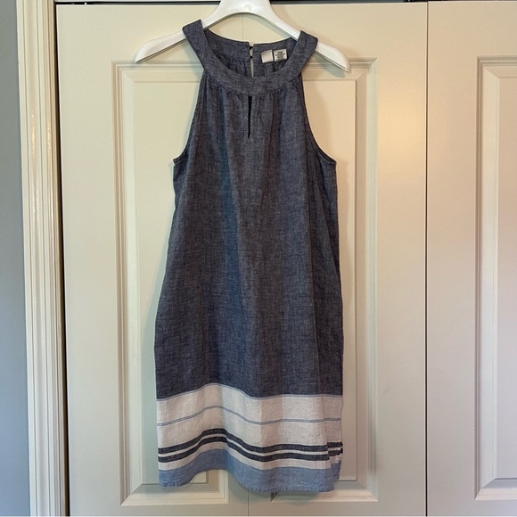Artisan NY Dress Women's Sz S 100% Linen Blue Sleeveless Summer Cool Beach Coast - Picture 1 of 10